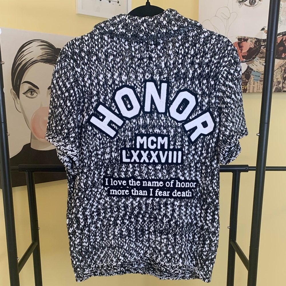💫HP‼️💫 NWOT HONOR THE GIFT Honoree Camp Sweater in Marled Black/White, Size XS - Picture 10 of 10